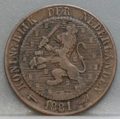 2½ Cent 1881 – Halve Stuiver Willem III voorzijde, Brons