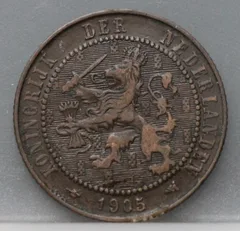2½ Cent 1905 — Halve Stuiver Brons voorzijde