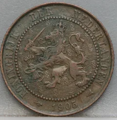 2½ Cent 1905 — Halve Stuiver Brons voorzijde