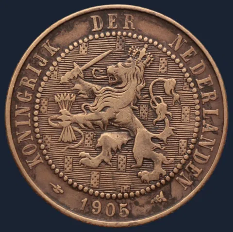 2½ Cent 1905 Halve Stuiver Brons