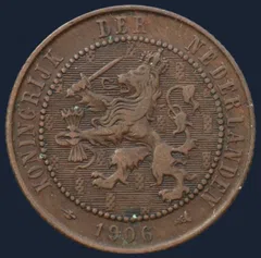 2½ Cent 1906 - halve stuiver 1906 Wilhelmina