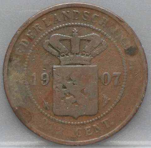 2½ Cent 1907 Nederlands-Indië — Koper