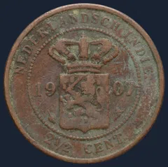 2½ Cent 1907 Nederlands-Indië — Koper