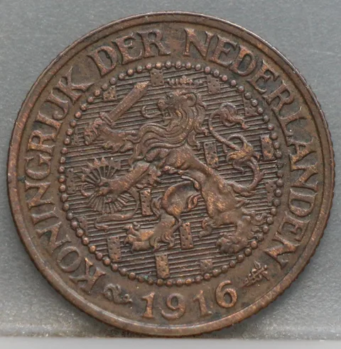 2½ Cent 1916 — Halve Stuiver Wilhelmina Brons