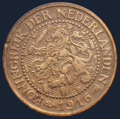 2½ Cent 1916 — Halve Stuiver Wilhelmina Brons