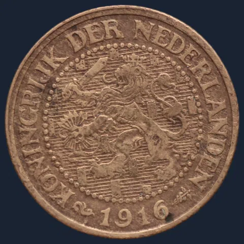 2½ Cent 1916 halve stuiver 1916 Wilhelmina