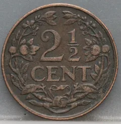 2½ Cent 1918 — Halve Stuiver Brons achterzijde