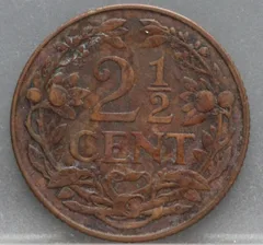 2½ Cent 1929 — Halve Stuiver Wilhelmina achterzijde, brons