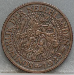 2½ Cent 1929 — Halve Stuiver Wilhelmina Brons voorzijde