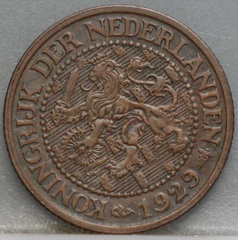 2½ Cent 1929 — Halve Stuiver Wilhelmina Brons
