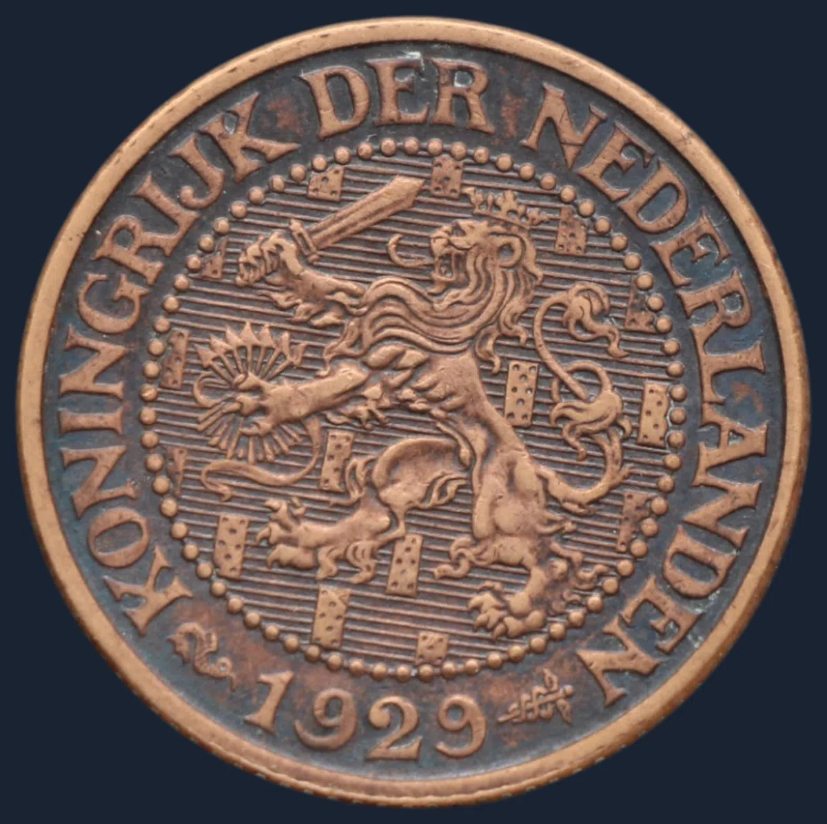 2½ Cent 1929 — Halve Stuiver Wilhelmina Brons
