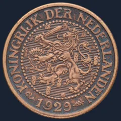 2½ Cent 1929 — Halve Stuiver Wilhelmina Brons