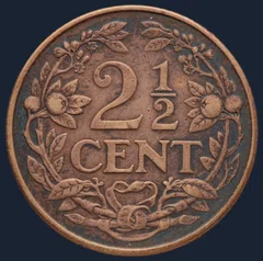 2½ Cent 1929 — Halve Stuiver Wilhelmina Brons