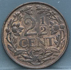 2½ Cent 1941 — Halve Stuiver Nederland Brons achterzijde, Koninkrijk der Nederlanden