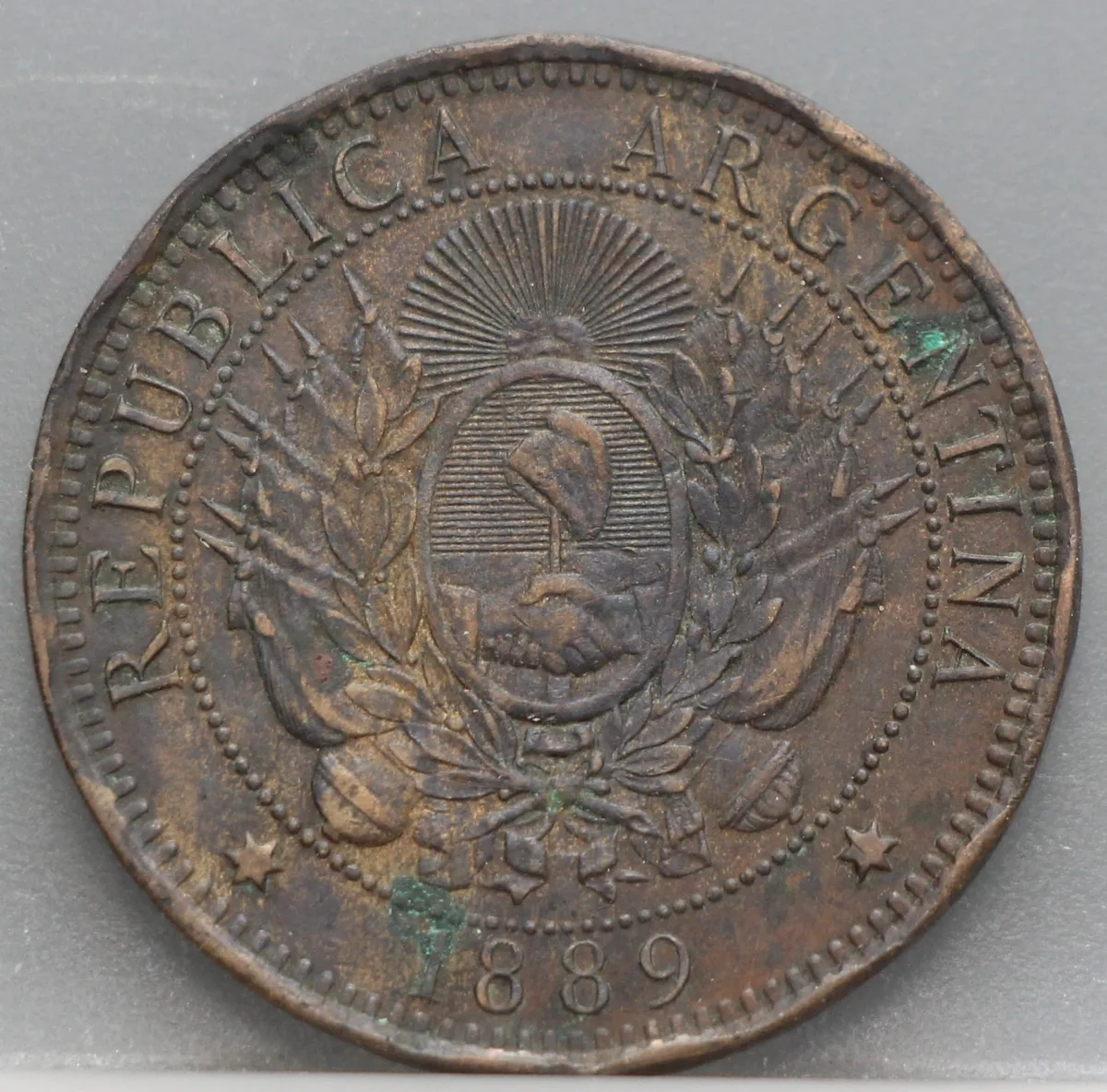 2 Centavos 1889 Argentinië — Brons voorzijde