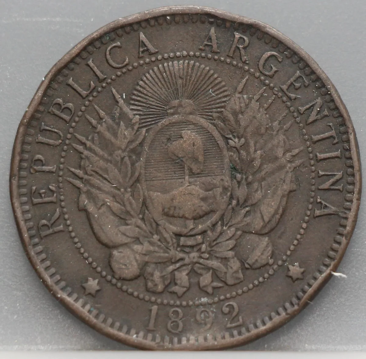 2 Centavos 1892 Argentinië Brons voorzijde