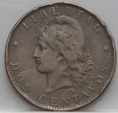 2 Centavos 1892 Argentinië Brons achterzijde