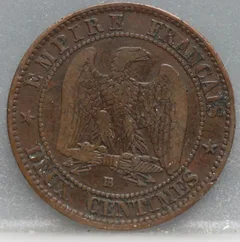 2 Centimes 1853 (BB) Frankrijk achterzijde