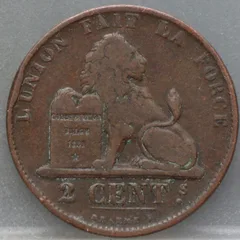 2 Centimes 1859 België — Koper achterzijde