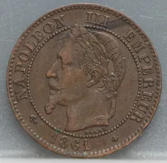 2 Centimes 1861 (A) Frankrijk voorzijde