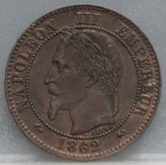 2 Centimes 1862 (K) Frankrijk voorzijde