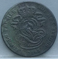 2 Centimes 1863 België — Koper achterzijde
