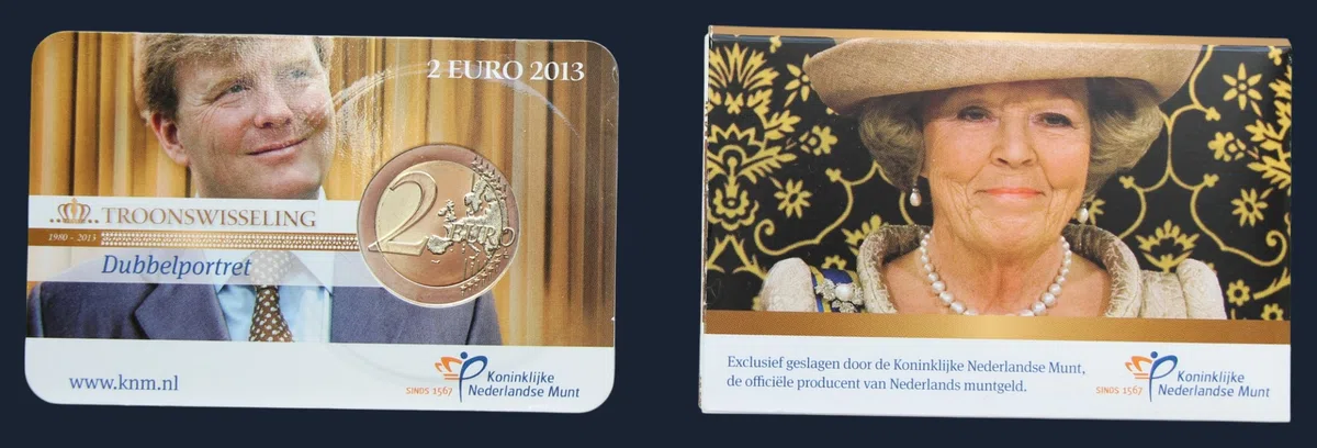 2 euro 2013 Nederland Dubbelportret UNC Coincard met minimagazine