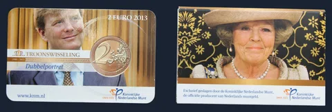 2 euro 2013 Nederland Dubbelportret UNC Coincard met minimagazine