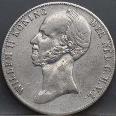 2½ Gulden 1845 — Rijksdaalder Willem II (lelie) voorzijde, Koninkrijk der Nederlanden