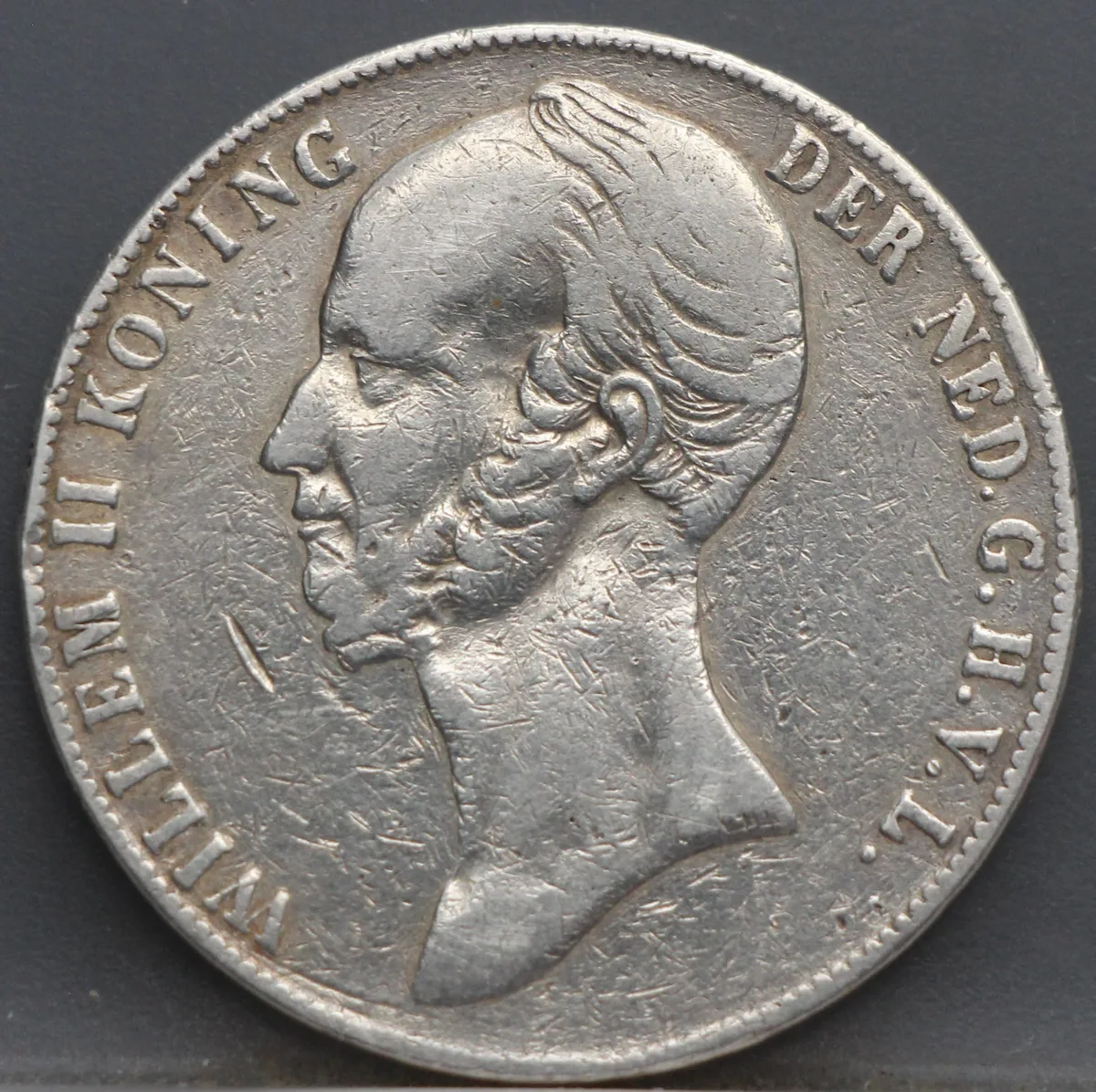 2½ Gulden 1845 — Rijksdaalder Willem II, lelie met parel voorzijde, Nederland