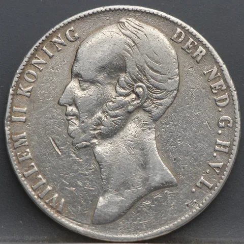 2½ Gulden 1845 — Rijksdaalder Willem II, lelie met parel