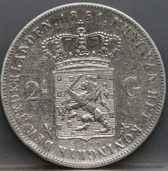 2½ Gulden 1861 Willem III — Zilver, Punt tussen I en P achterzijde