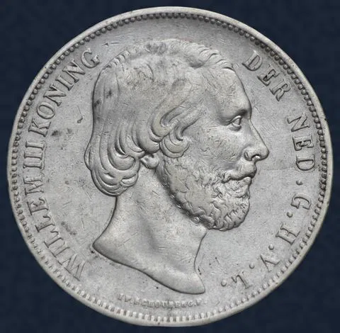 2½ Gulden 1864 B Willem III - zonder punt