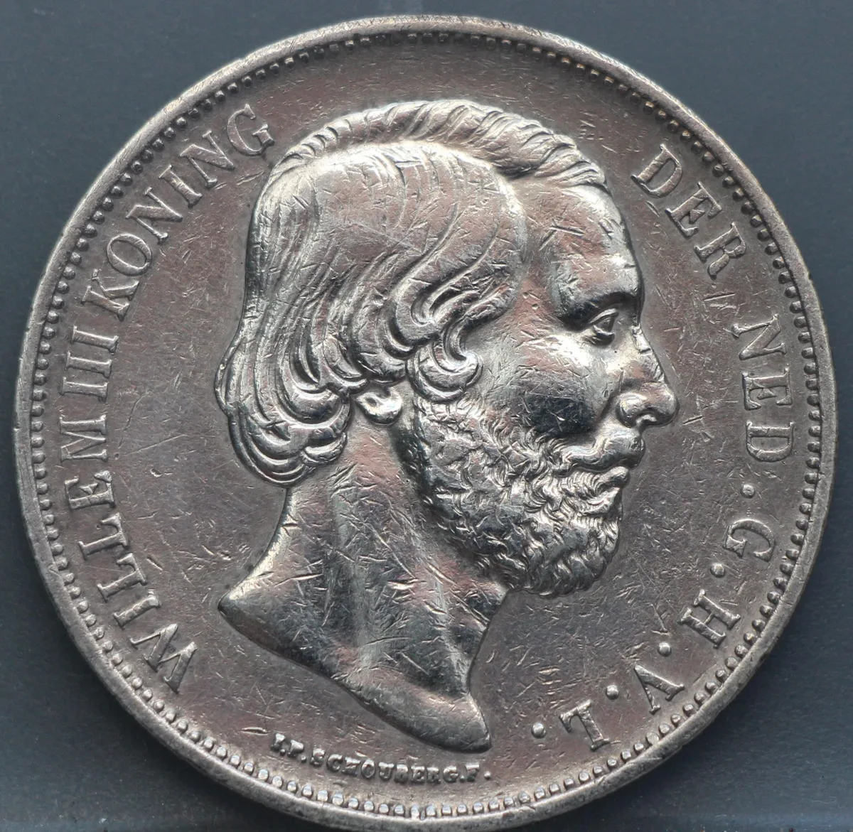 2½ Gulden 1866 — Rijksdaalder Willem III voorzijde, Nederland, Zilver
