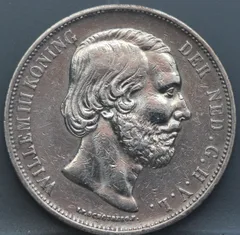 2½ Gulden 1866 — Rijksdaalder Willem III voorzijde, Nederland, Zilver