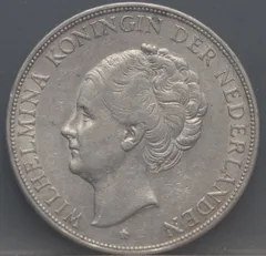 2½ Gulden 1929 — Rijksdaalder Wilhelmina Zilver voorzijde, Zilver .720