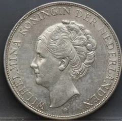 2½ Gulden 1929 — Zilveren Rijksdaalder Wilhelmina voorzijde, Zilver .720