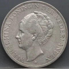2½ Gulden 1930 Wilhelmina — Zilver voorzijde, Zilver .720