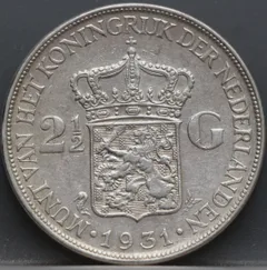2½ Gulden 1931 Wilhelmina — Zilver achterzijde