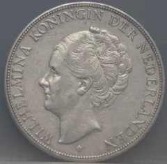 2½ Gulden 1932 Wilhelmina Zilver voorzijde, Zilver .720