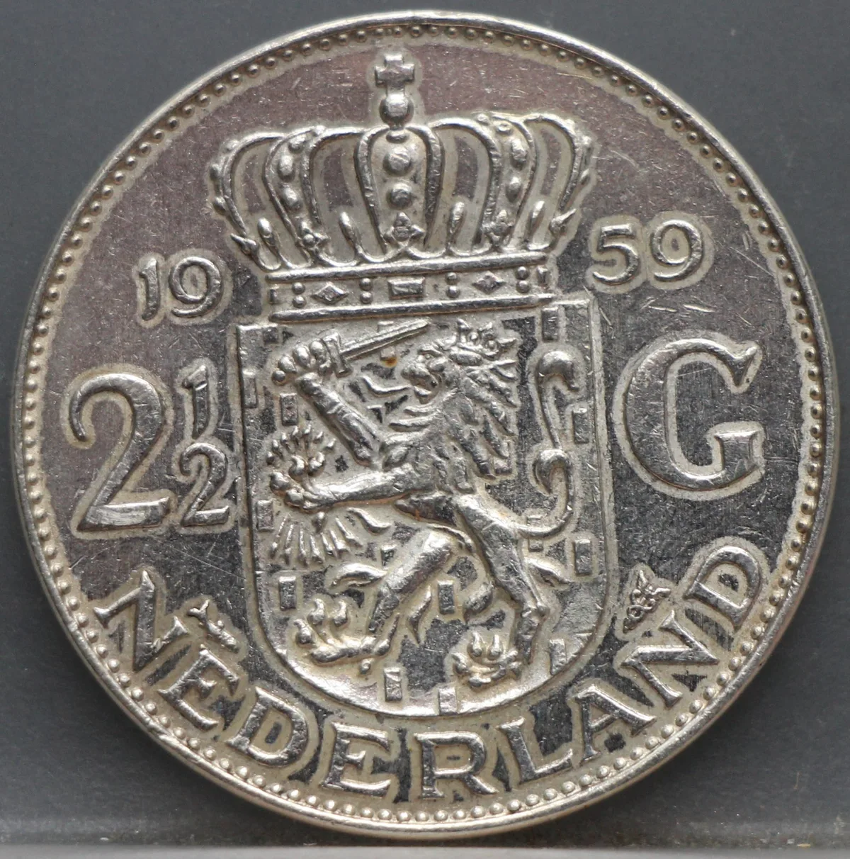 2½ Gulden 1959 — Rijksdaalder Nederland Zilver voorzijde