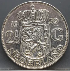 2½ Gulden 1959 — Rijksdaalder Nederland Zilver voorzijde