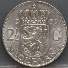 2½ Gulden 1960 — Rijksdaalder Nederland Zilver voorzijde