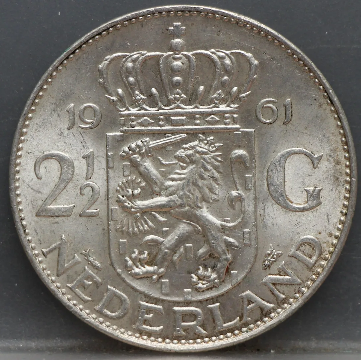 2½ Gulden 1961 — Rijksdaalder Nederland Zilver voorzijde