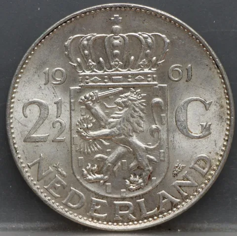 2½ Gulden 1961 — Rijksdaalder Nederland Zilver