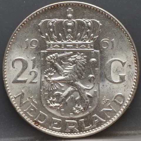 2½ Gulden 1961 — Rijksdaalder Nederland Zilver