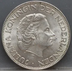 2½ Gulden 1961 — Rijksdaalder Nederland Zilver achterzijde