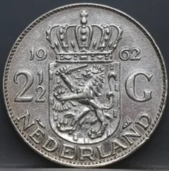 2½ Gulden 1962 — Rijksdaalder Nederland Zilver voorzijde