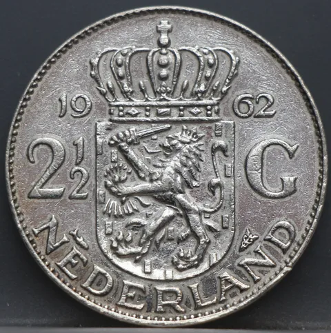 2½ Gulden 1962 — Rijksdaalder Nederland Zilver