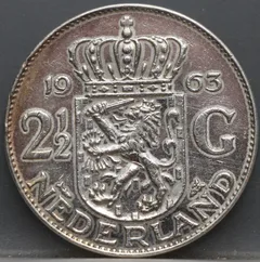 2½ Gulden 1963 — Rijksdaalder Nederland Zilver voorzijde